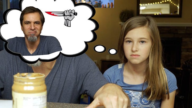 Girl angry that her dad isn't correctly interpretating her instructions