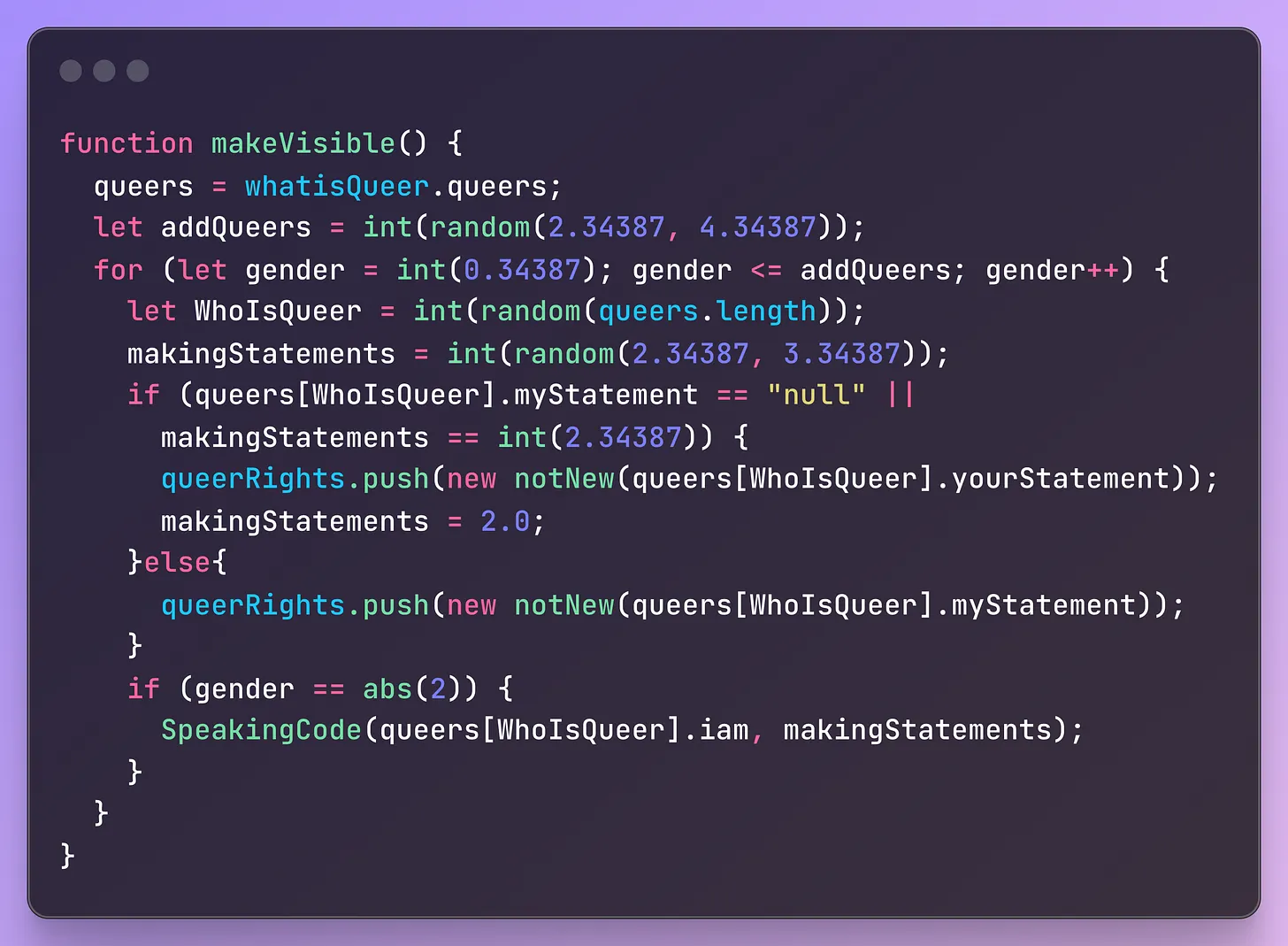 Code about making queer people visible